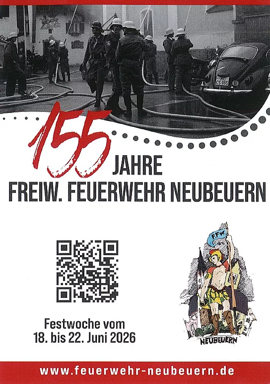 Flyer zur 155 Jahrfeier der Freiwillige Feuerwhr Neubeuern vom 18. bis 22. Juni