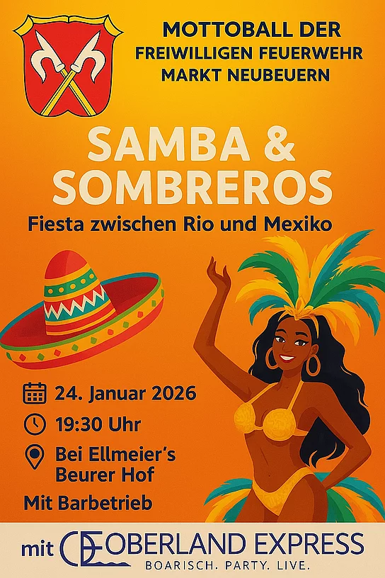 Plakat zum Mottoball der Freiwilligen Feuerwehr Neubeuern am 24.1.